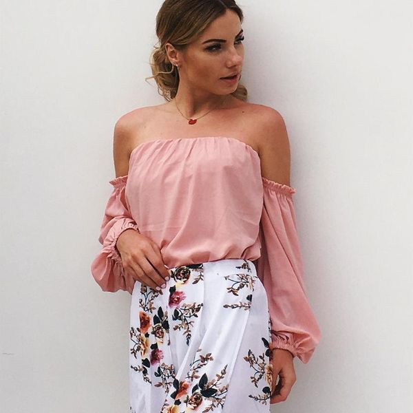 

women's t-shirt 2021 pattern suit-dress strapless tube summer lantern long sleeve length jacket chiffon shirt women, White