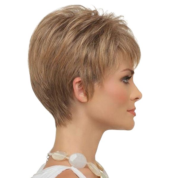 

8 inch short straight wigs human hair pixie cut chic wig for women w/ bangs, Black
