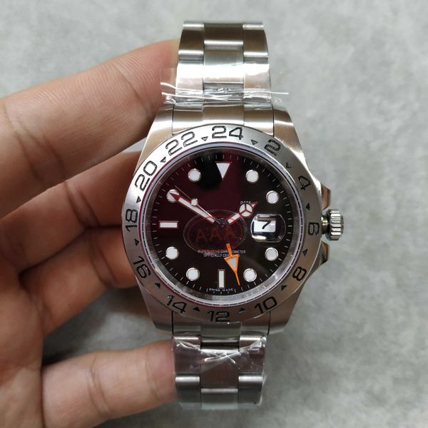 

2020 u1 factory 42mm gmt time zone 216570 black dial sapphire glass 316 stainless steel automatic mechanical mens watch, Slivery;brown