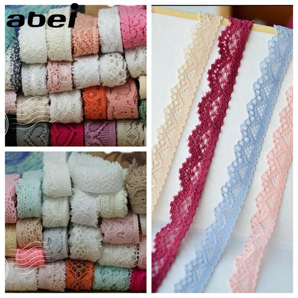 

10-15mm 20yards/lot elastic lace ribbon for underwear apparel diy stretch lace trims handmade sew patchwork garments accessories, Pink;blue