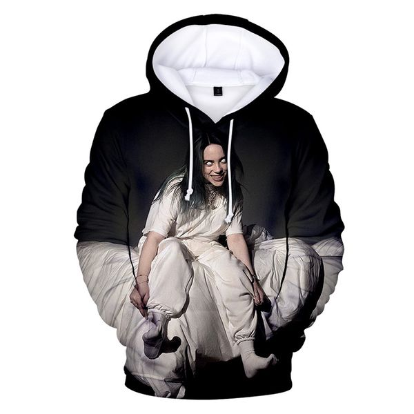 

winter billie eilish large size hoodies fashion women's hip hop plus size sweatshirts spoof print black streetwear hoody xxs-4xl