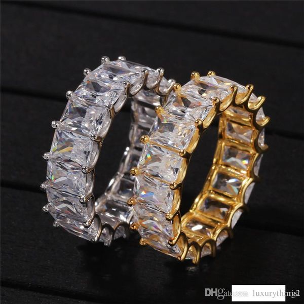 

wholesale luxury jewelry 18k gold plated iced out square cz rings mens rings hip hop jewelry, Silver