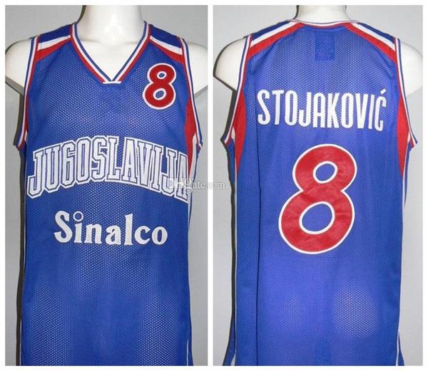 

peja stojakovic #8 team jugoslavija yugoslavia yugoslavo retro basketball jersey mens stitched custom any number name jerseys, Black;red