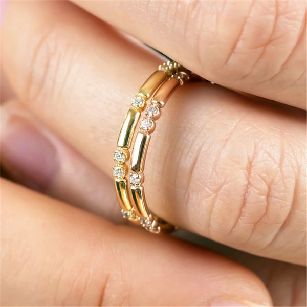 

creative rose gold silver color knuckle ring simple female small white zircon ring fashion wedding engagement rings for women, Slivery;golden
