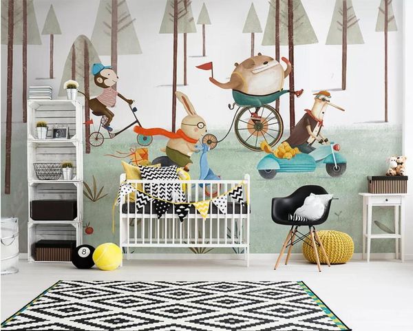 

nordic children's wallpaper wall mural 3d tapeta dziecieca custom carton p wall papers roll waterproof contact paper