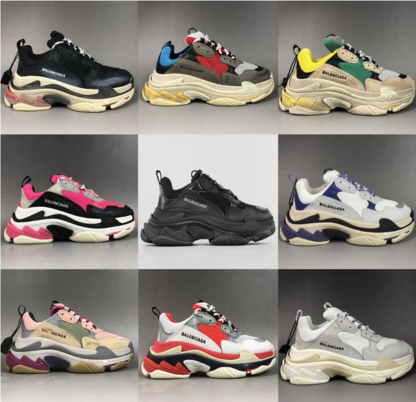 

new hair wigs balenciaga triple s 2.0 air-cushioned casual shoes men desert rat split on multi luxury paris old dad sneakers, Black