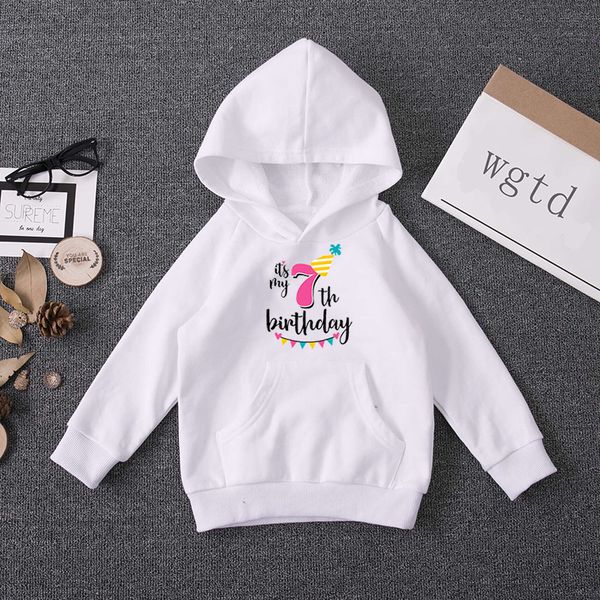 

2019 spring autumn clothes baby boys girls sweatshirt happy birthday print number casual cotton long sleeve hoodies kids gift, Black