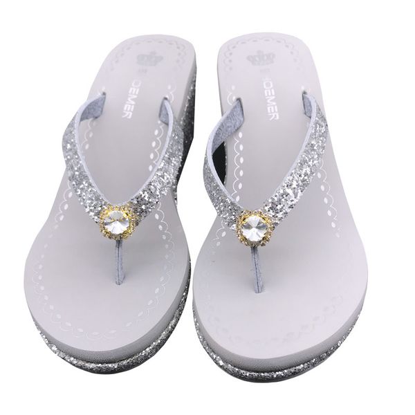 

rhinestone slippers women summer platform weages slides glitter women basic beach slippers black flip flops