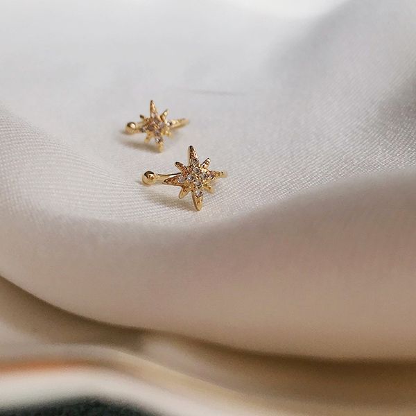 

gold color inlaid zircon hexagram star hoop earrings for women elegant design geometric jewelry hoop earrings 1pair, Golden;silver