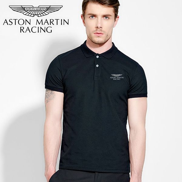 

designer polo shirts summer aston martin racing lapel polos am cotton shirt men short sleeve sport polo new high quality, White;black