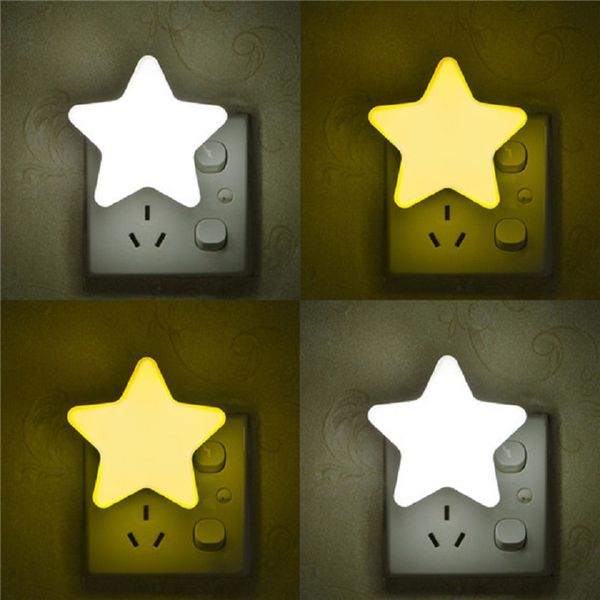 

star sensor night light plug in датчик света eu / us plug светильник светодиодная лампа ночник дети спальня круглая площадь сердце 110v 220v