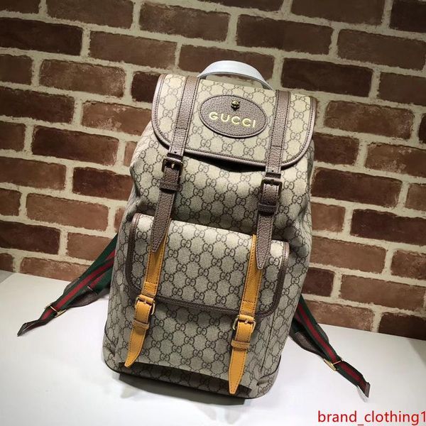 

celebrity design letter buckle embossed brown canvas leather backpack man woman 473869 canvas travel bag