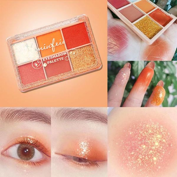 

6-color minfei eyeshadow palette, waterproof gloss matte eyeshadow palette, metal makeup tslm1