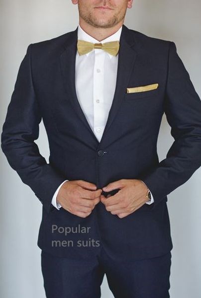 

business men suits normal work wear custom made mens notch lapel navy blue groom man tuxedos wedding suits (coat+pants+tie, White;black