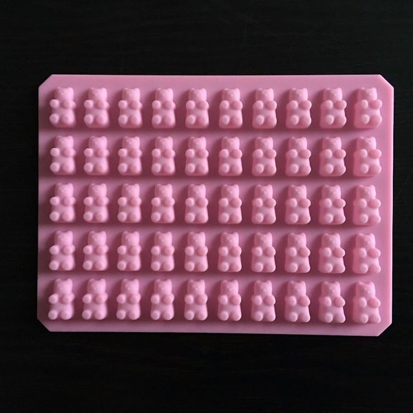 

practical cute gummy bear 50 cavity silicone tray make chocolate candy ice jelly mold diy children cake tools wholesale d0026-1