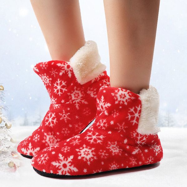 

indoor slippers women warm flip flops snowflake fur slides winter home shoes christmas lidies slippers soft chaussures femme, Black