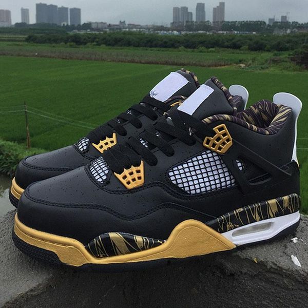 

4 iv men basketball shoes low men bred 4s sport sneakers gold medal shoes ing