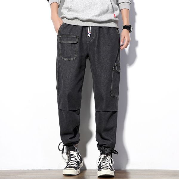 

5xl men jeans pants casual denim pants men vintage casual 2019 autumn plus size cargo denim jeans black, Blue