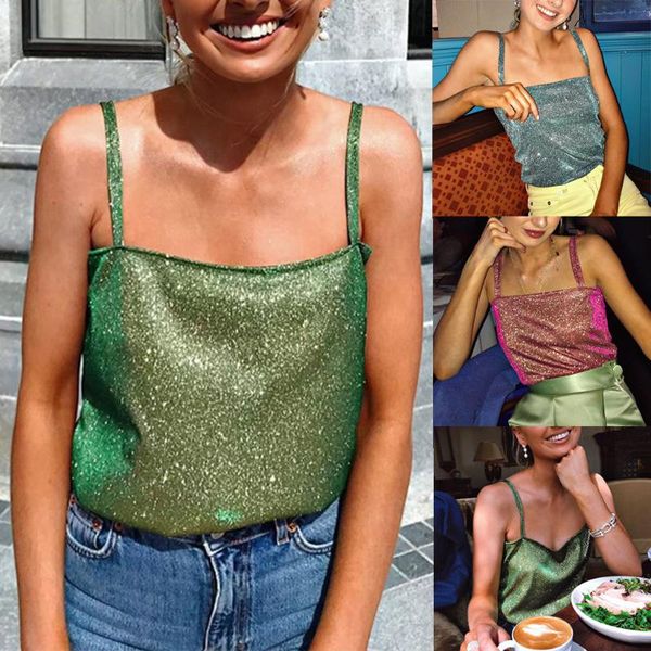 

women's tanks & camis sequins strap tank women solid sleeveless vest summer ladies streetwear camisole camiseta tirante mujer, White