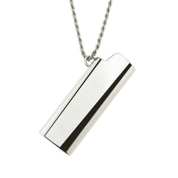 

2020 designer fashion brand creative men's lighter set empty shell decoration popular tide brand pendant necklace pendant, Black