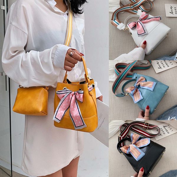 

female shoulder bag women's fashion retro ribbons letter shoulder bag solid color handbag for women 2019 bolso mujer #7