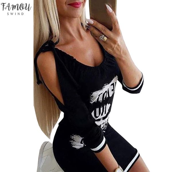 

letters mini dress casual black off shoulder plus size 5xl three-quarter sleeve printed skinny dresses femme vestidos, Black;gray