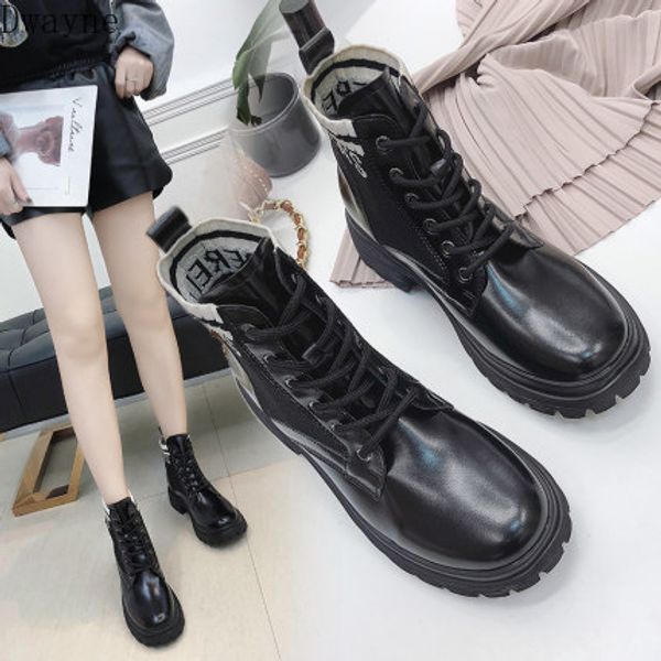 

boots women's autumn boots 2020 spring and autumn new breathable british style wild ins short single, Black