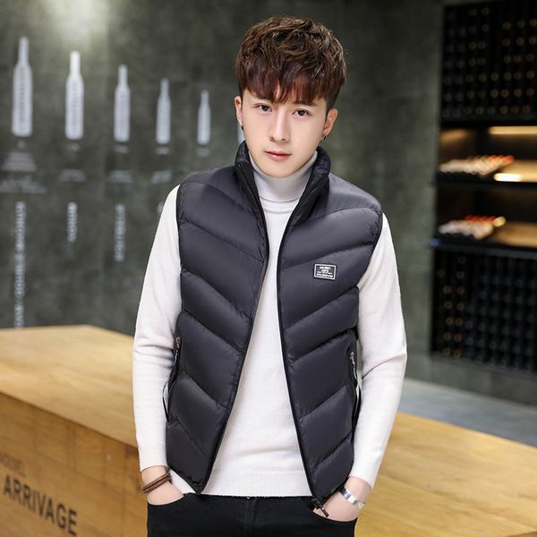 

men vest new fashion men sleeveless jacket autumn winter ultralight vest male slim mens windproof warm waistcoat m-4xl, Black;white