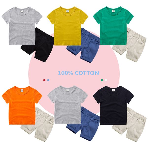 

summer children clothing sets cartoon toddler girls clothing sets pant 2pcs/sets kids casual boys clothes sport suits outfit, White