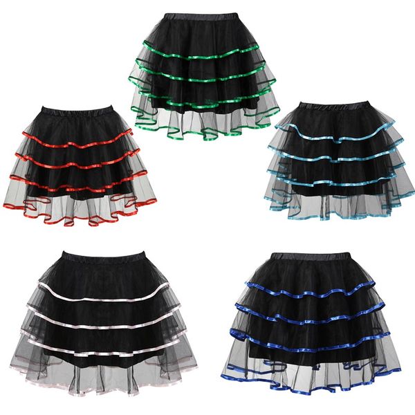 

halloween christmas multicolor plus size black layered mini mesh tutu skirt (can match with corset big and tall s-6xl
