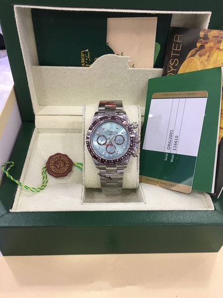 

mens ice blue dial chestnut brown ceramic bezel card 116520 116500 116506 116515 116509 116508 40mm automatic fashion men's watches, Slivery;brown