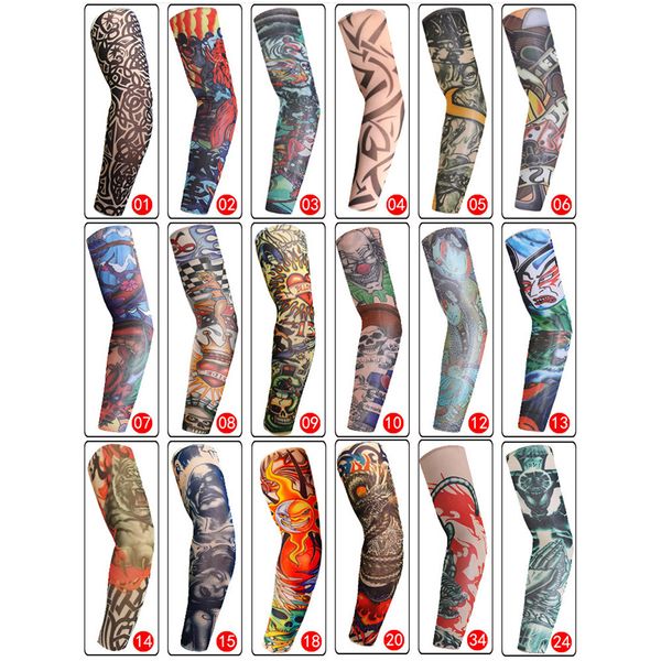 

fashion vogue women men tattoo sleeves outdoor sport cycling hiking sunscreen arm protection stocking temporary fake tattoo