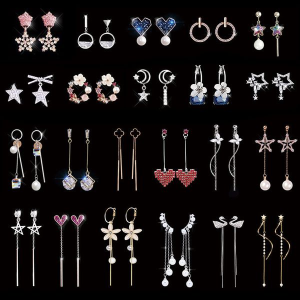 

south korea s925 sterling silver pin tassel long earrings female temperament all-match cool earrings simple earrings pendant, Golden
