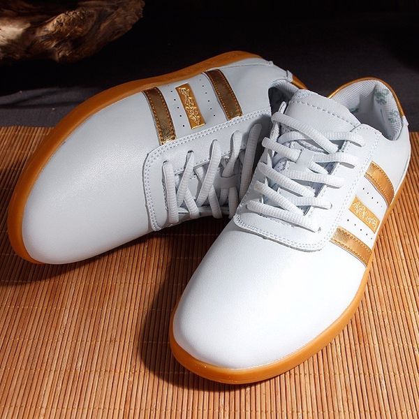 

genuine leather tai chi shoes soft shoes martial arts sneaker sports training footwear black white color 34-45