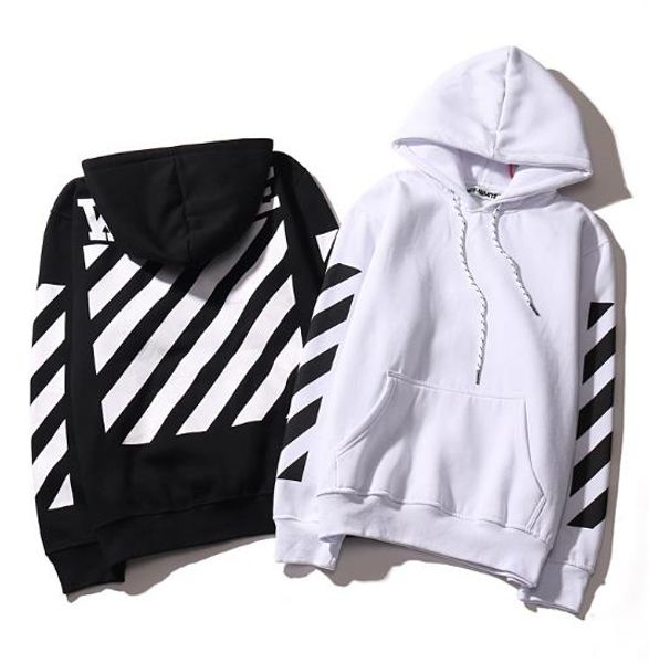 

spring autumn europe america black white 2 color jacket striped letters cotton men women hooded sweatshirt