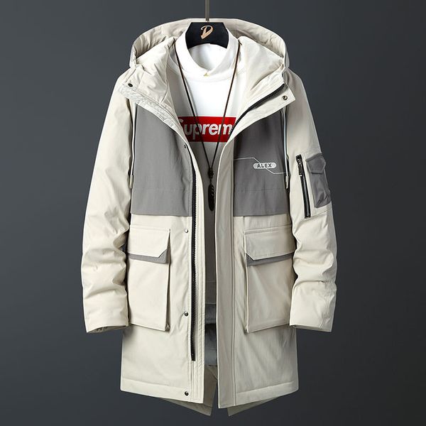 

new style men's down parkas designer hooded winter coats classic luxury 3 colors long sleeve outerwear size:m-3xl 015, Black