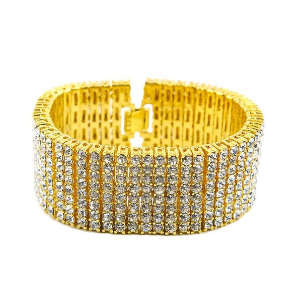 

hip hop bling iced out cubic zirconia bracelet men women 8 rows of bracelets geometric square cz stone chain bracelets ing, Black