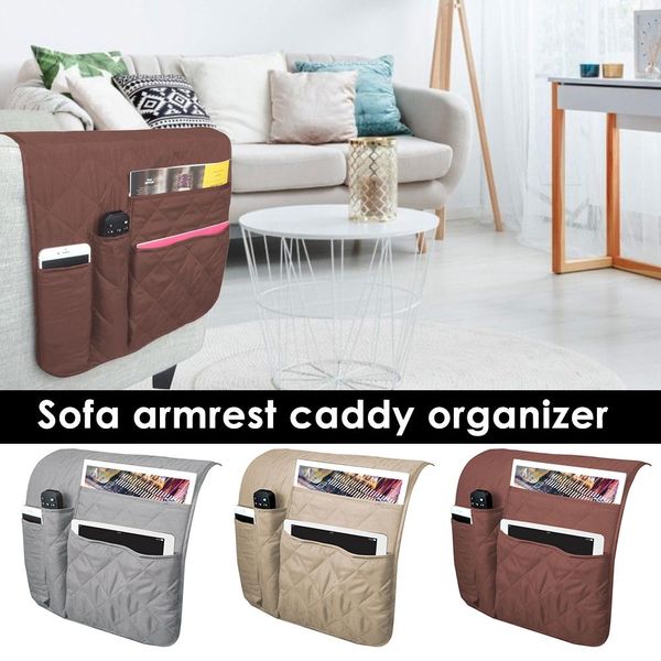 

home storage sofa armrest organizer durable waterproof caddy storage couch for cellphone tablets magazines glasses