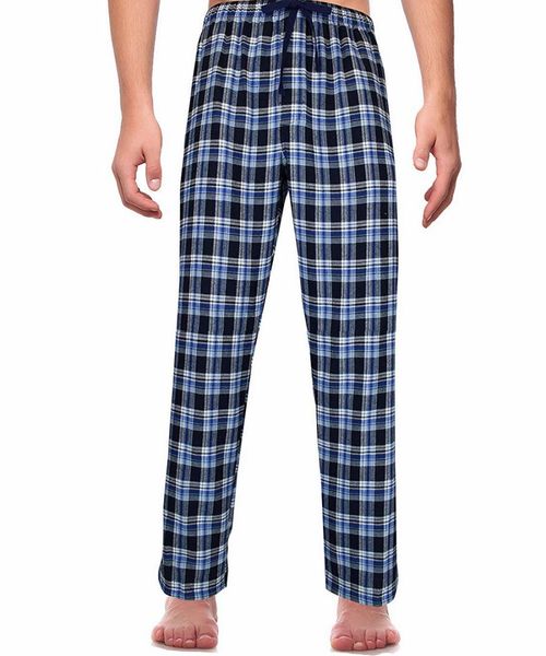 

2019 cotton plaid new men flannel fleece pajama pant lounge pants fashion soft pants size m-2 xl, Black