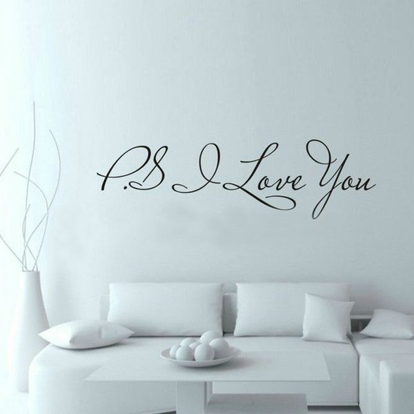 

58*15cm ps i love you wall art decal home decor famous & inspirational quotes living room bedroom removable wall stickers 8017