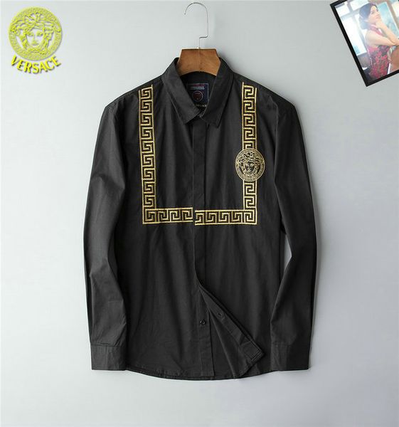 

medusa italian brand coat mens designer shirt luxury logo embroidered tshirt slim shirt fashion long sleeve casual shirt, White;black