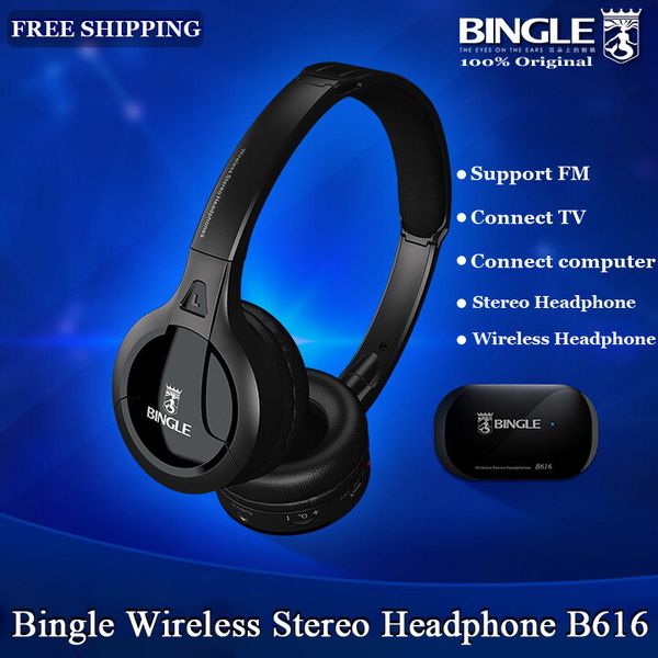 

original bingle b616 multifunction stereo wireless headset headphones with microphone fm radio for mp3 pc tv audio phones