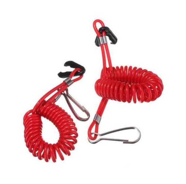 2pcs Motorcycle Boat Outboard Engine Kill Stop Switch with Safety Tether Lanyard