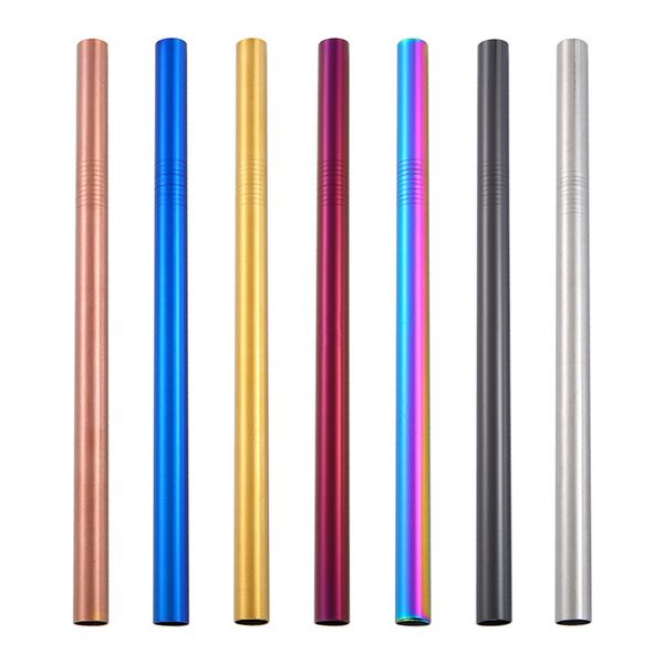 

50pcs metal straw reusable straw stainless steel drinking straws staight multicolor steel for mugs bar party accessory