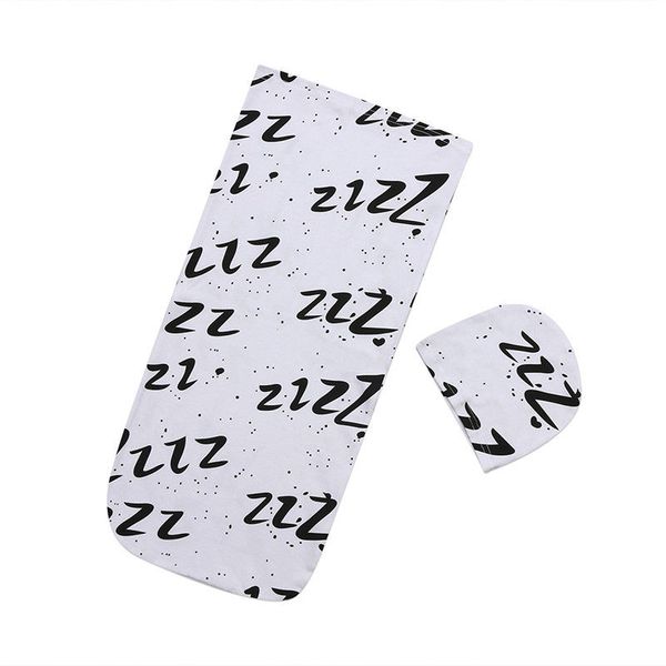 

2017 brand new fashion cute newborn baby infant white swaddle wrap swaddling sleeping bag+hat 2pcs sleeped printed sets 0-3m