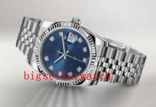 

luxury watches stainless steel bracelet gold steel blue diamond dial 116234 - watch chest 36mm mechanical fashion men's watch, Slivery;brown