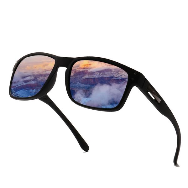 

men sunglasses polarized flat sunglasses 2020 brand designer driving sun glasses male rectangle style, White;black