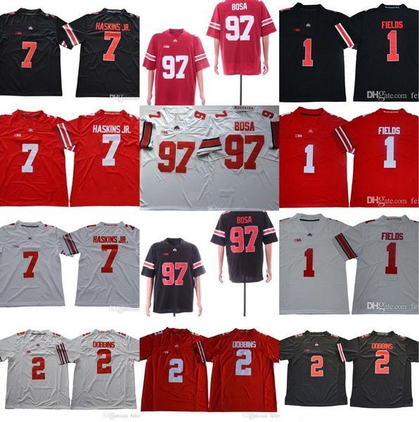 

#97 Nick Bosa Ohio State Buckeyes #7 Dwayne Haskins Jr. 1 Justin Fields #2 JK Dobbins College Football Jerseys Free Shipping