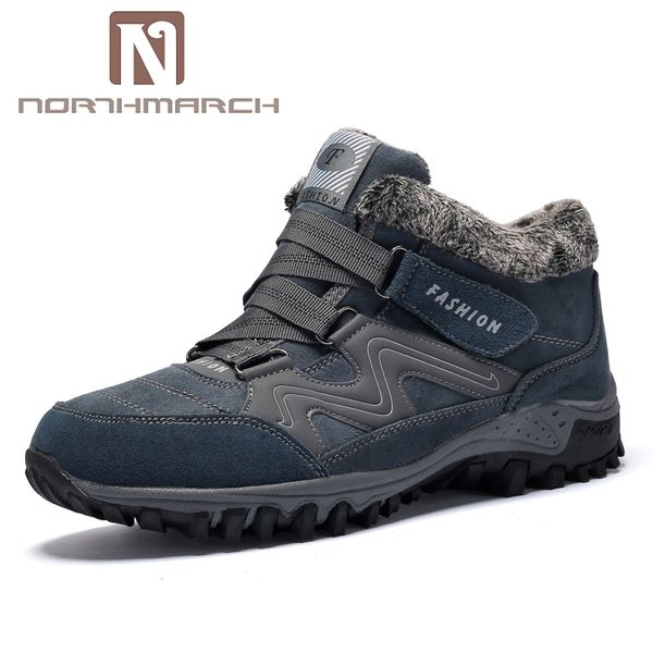 

northmarch winter boots men leather warm snow boots men footwear ankle male casual lovers shoes botas de invierno, Black