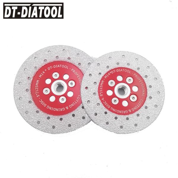 

dt-diatool 2pcs m14 thread double sided vacuum brazed diamond cutting & grinding wheel fast cut shape grind stone marble granite